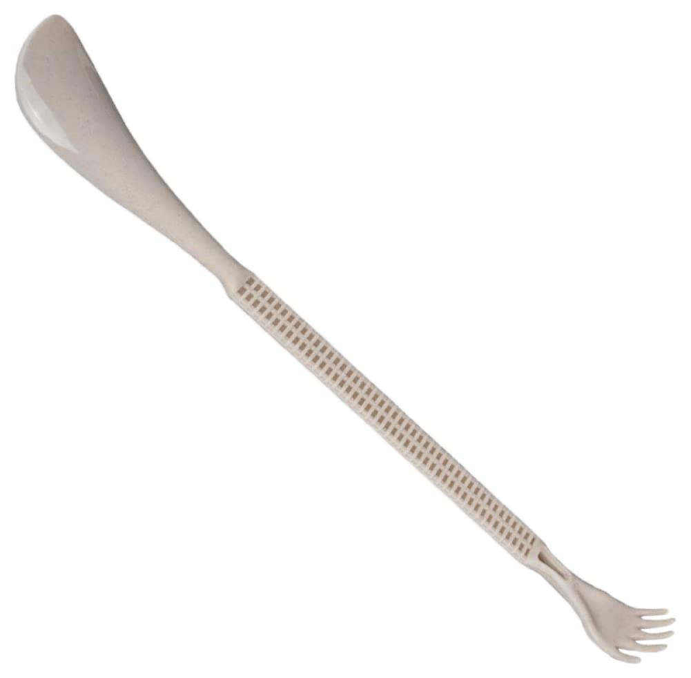 Calzador dos en uno CAL05791A, con rascador de espalda, longitud 42 cm, color Crema