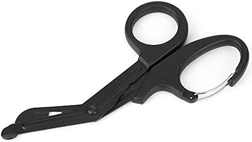Tijeras EMT Doblado 7.7 Inch Acero Inoxidable Chapado Titanio Mate de Tijeras de Vendaje o Gasa para Campamento Al Aire Libre (Negro)