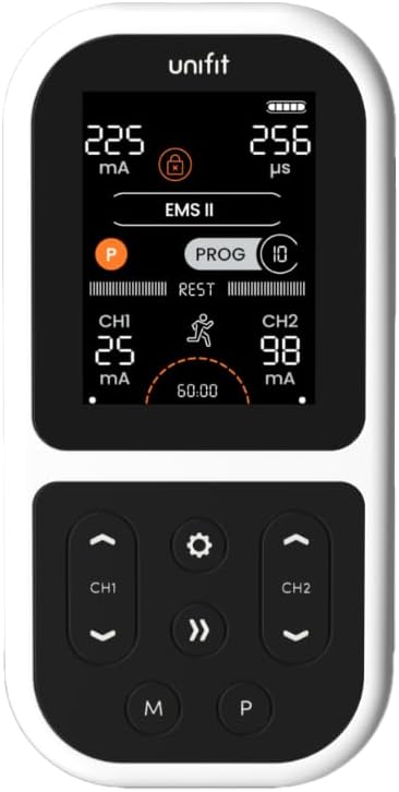 TensCare Unifit- 3 en 1 Dispositivo versátil TENS, EMS y masaje para alivio del dolor, rehabilitación y fortalecimiento muscular. Programas específicos para diferentes grupos musculares.