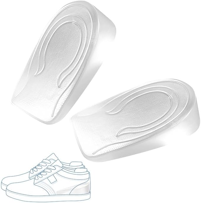1 Pares Taloneras Fascitis Plantar Plantillas Gel，Plantilla para Espolon Calcaneo y Fascitis Plantar ，Taloneras Silicona Transparente，2 cm Plantillas de Aumento de Altura para Hombres y Mujeres