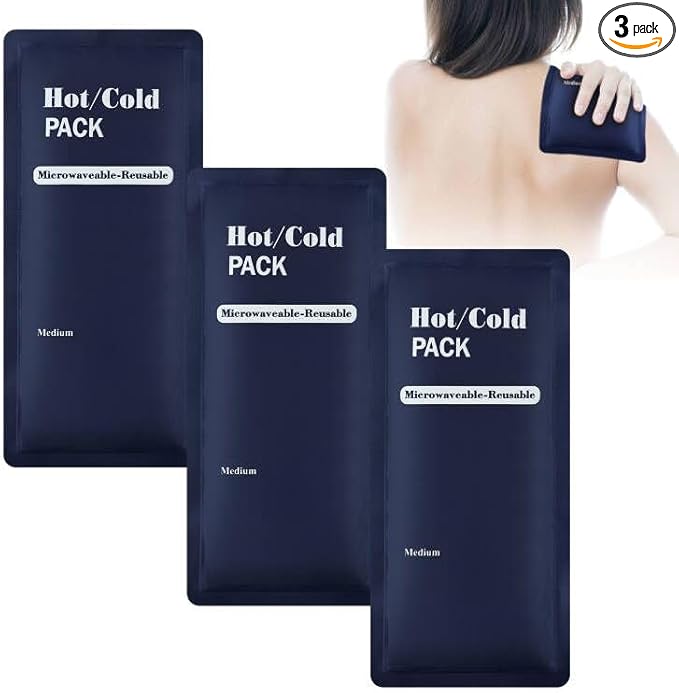 AOOWU 3 PCS Bolsa de Hielo en Gel Reutilizable, Bolsa de Hielo, Bolsas de Gel Frío y Calor para Lesiones, Terapia Caliente y Fría y Alivio Del Dolor, Hinchazón, Muelas Del Juicio (23 x 13 cm)