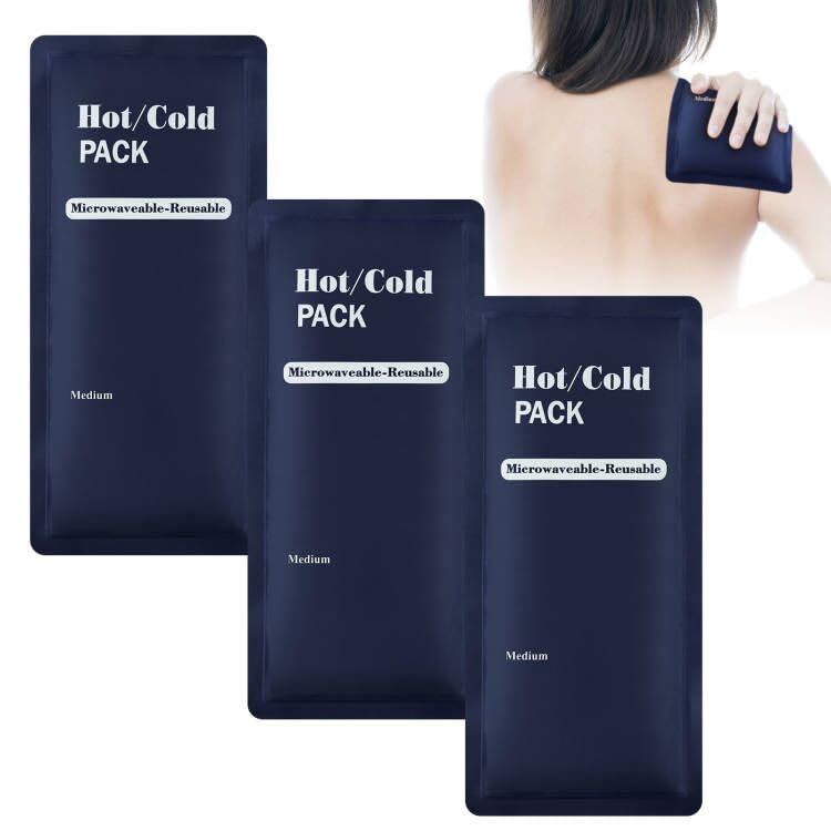 AOOWU 3 PCS Bolsa de Hielo en Gel Reutilizable, Bolsa de Hielo, Bolsas de Gel Frío y Calor para Lesiones, Terapia Caliente y Fría y Alivio Del Dolor, Hinchazón, Muelas Del Juicio (23 x 13 cm)