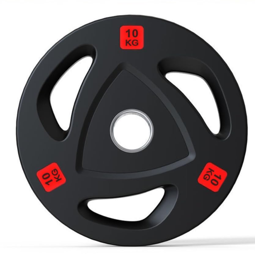 BIPOWER Disco Olimpico Recubierto de Goma con 3 Agarres - Pesas Profesionales 2,5kg a 25kg 50mm (Venta en unidades)