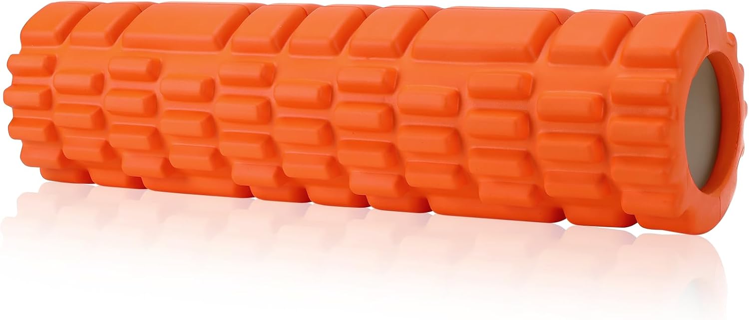 Foam Roller, Rodillo Masaje Muscular para Aliviar la TensióN Muscular y la PresióN en la Espalda, la Columna Vertebral y las Piernas Revitaliza tu Cuerpo 30×8cm (Naranja)
