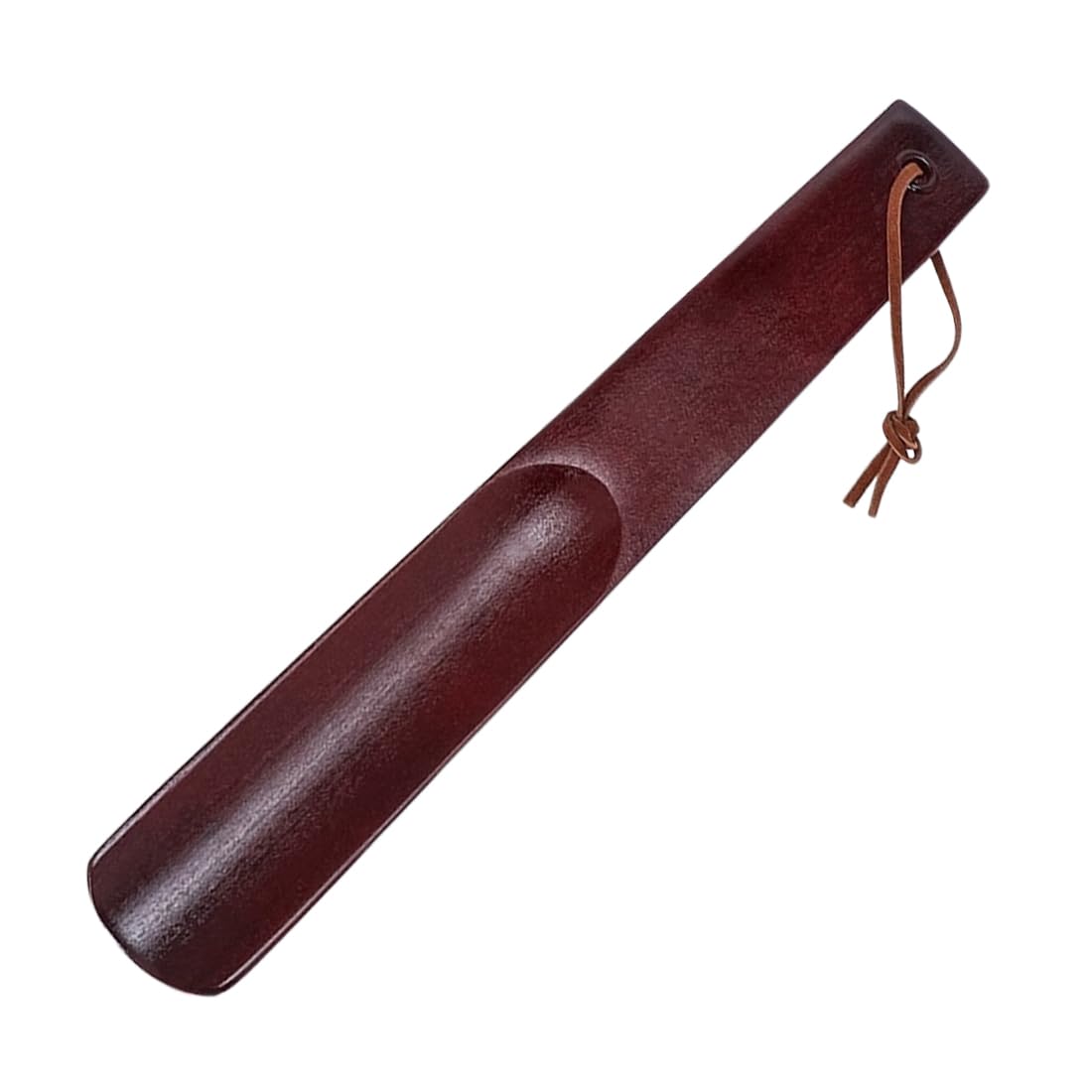 Calzador Creativo con cuerda colgante,Madera Shoe Horn Calzador Wood Shoe Horn mango largo zapato cuerno zapato elevador para Hombres Mujeres Niños(Color Marrón, 23cm)