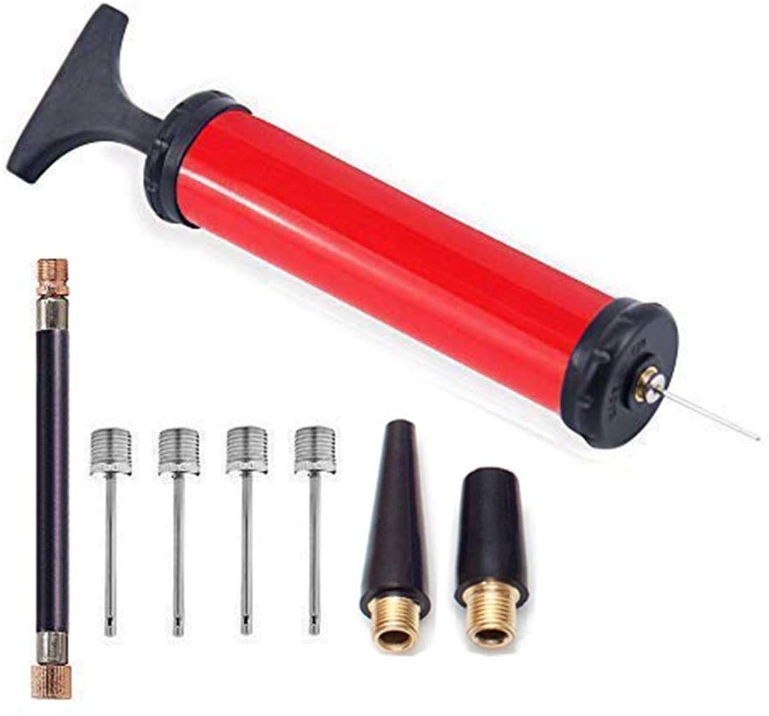 Bomba para balones con 4 Agujas, 2 boquillas y 1 Manguera para fútbol, Rugby, Voleibol, Baloncesto, Balonmano, Globo, Flotador y Otras Pelotas hinchables