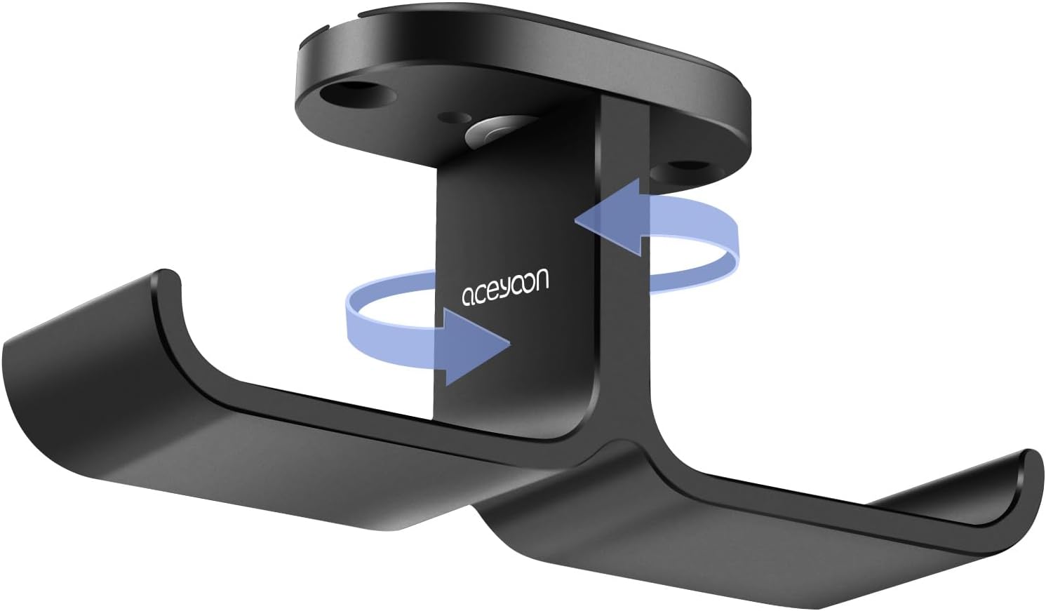 aceyoon Soporte para Auriculares Dobles, [Versión Actualizada] Soporte de Gancho Giratorio de Posicionamiento 90 Grados Soporte Cascos Universal Headphone Stand para Cascos Gaming (Negro)