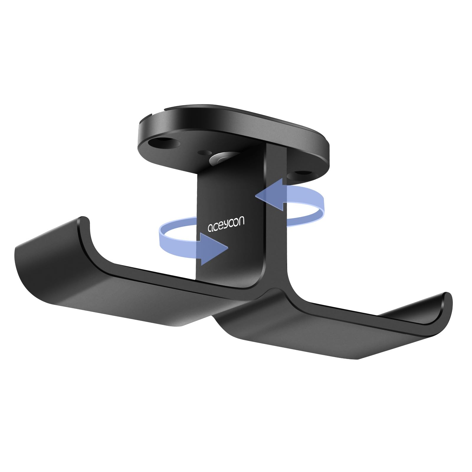aceyoon Soporte para Auriculares Dobles, [Versión Actualizada] Soporte de Gancho Giratorio de Posicionamiento 90 Grados Soporte Cascos Universal Headphone Stand para Cascos Gaming (Negro)