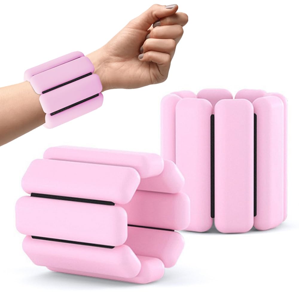 Pesas ajustables para muñeca y tobillo – Juego de 2 (1 libra cada una) | Pulseras de muñeca y tobillo para yoga, baile, pilates, aeróbicos, correr, caminar | Impermeable, a prueba de sudor y cómodas