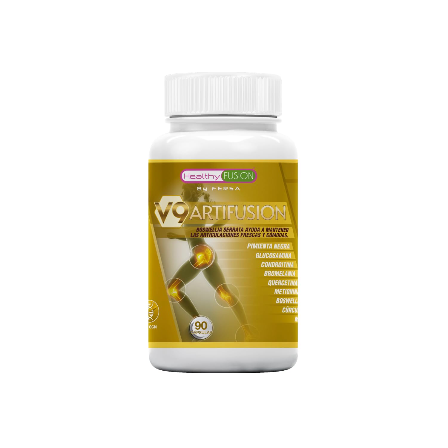 Healthy Fusion Potente antiinflamatorio y analgésico | Protege y repara músculos y articulaciones | Elimina dolores y repara lesiones | Cúrcuma, Glucosamina, Condroitina, MSM | 90 Cápsulas