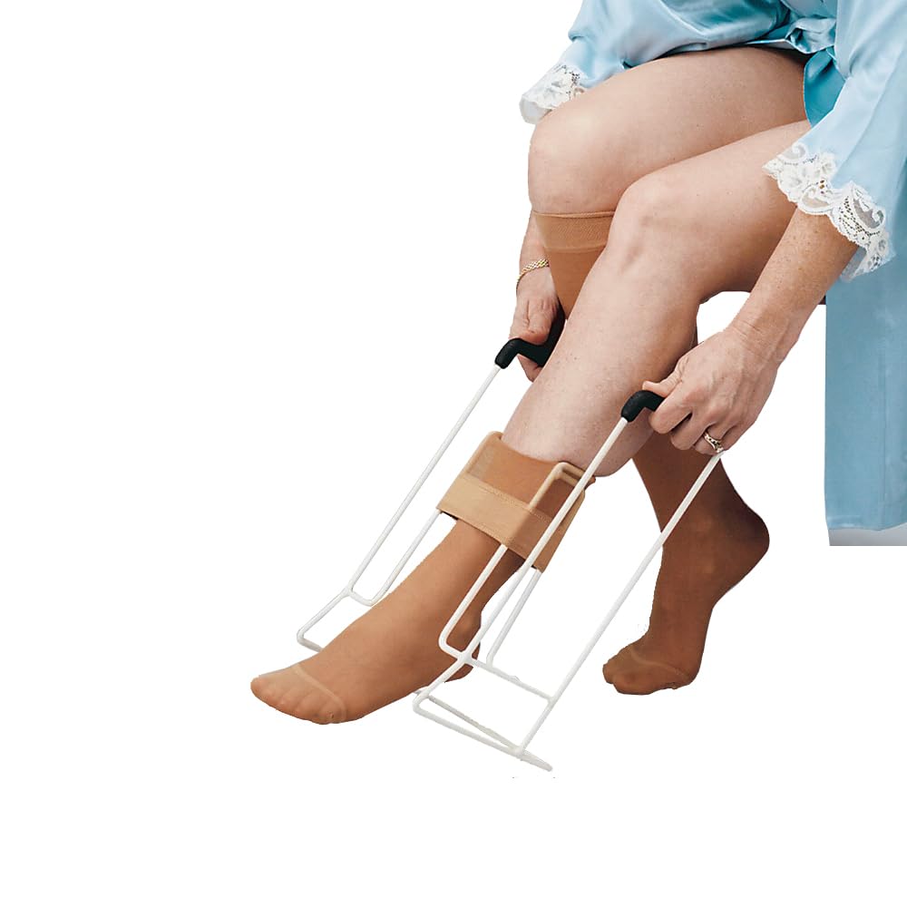 Calzador de Calcetines,Calzador de Medias de Compresión,Ayuda para Poner Calcetines,Cómodas Empuñaduras de Espuma,Poner Calcetines Personas Mayores