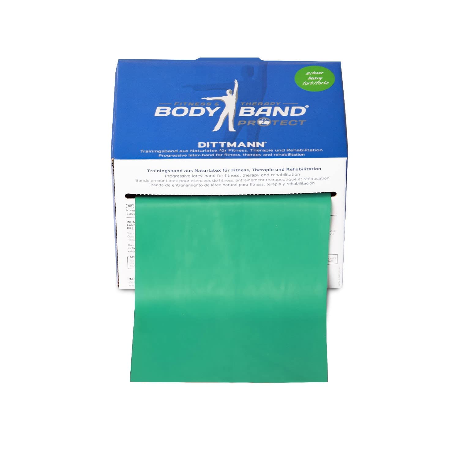 Dittmann? BodyBand Green Strong incl. folleto de ejercicio FTM?, banda de fitness cortada del rollo en la longitud deseada para entrenamiento de fuerza, fisioterapia y estudios de fitness. 25 metros