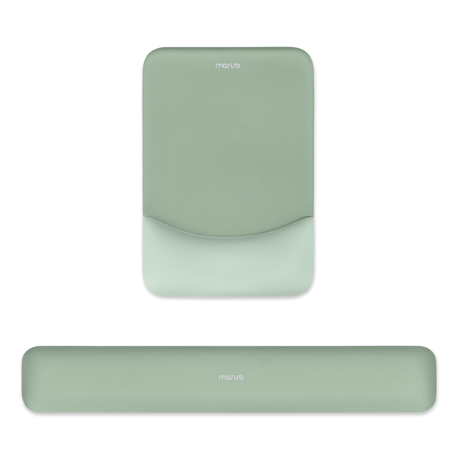 MOSISO Soporte Muñeca Ratón Alfombrilla&Teclado, Alfombrilla Rectángulo Ergonomía con Base Non-Slip Hogar/Oficina Alivio Dolor&Facilidad Teclear con Neopreno Tela&Memoria Espuma,Verde