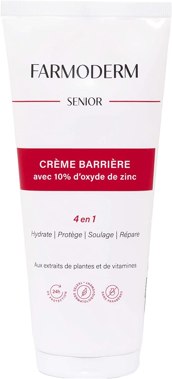 Farmoderm Senior Crema Barrera de Óxido de Zinc Adulto - Crema de óxido de zinc al 10% -Crema de pañal para escaras, irritación, humedad y piel envejecida y enrojecida - Pasta aliviadora y preventiva