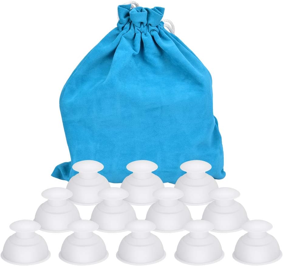 Hydream 12PCS Terapia de Ventosas de Silicona Establece Tazas de Masaje, Cuidado Personal Cupping Cups, Equipos Profesional de Masaje por Vacío para Masajes del Cuerpo-Blanco