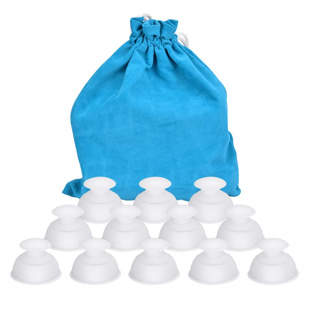 Hydream 12PCS Terapia de Ventosas de Silicona Establece Tazas de Masaje, Cuidado Personal Cupping Cups, Equipos Profesional de Masaje por Vacío para Masajes del Cuerpo-Blanco