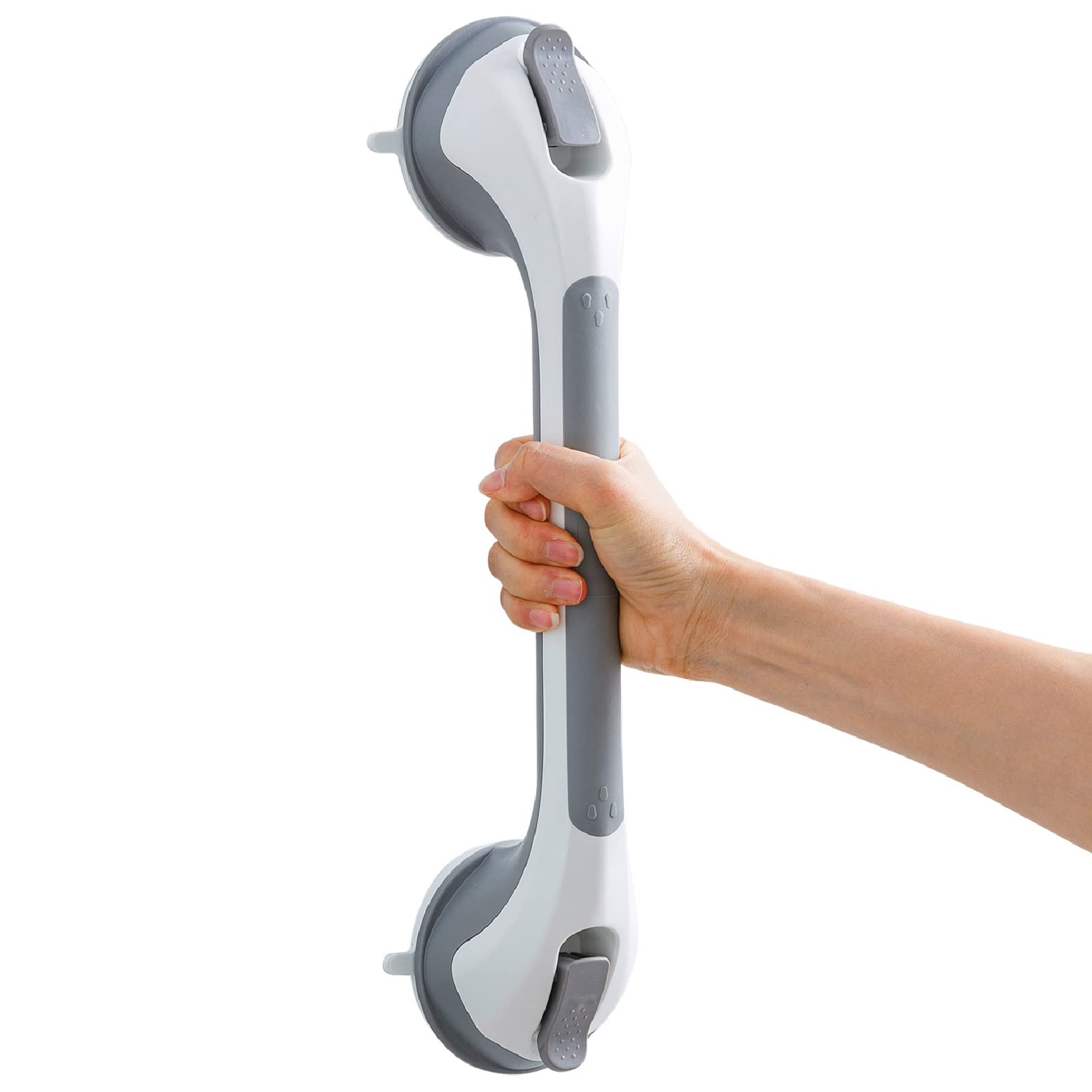 TAILI Barras de Agarre para Baño, MAX 110 KG Asa de Seguridad para Baño, 43 CM Agarrador Duchas Personas, Seguridad para Ancianos, Discapacitados, Succión Agarraderas para Mayores - Gris