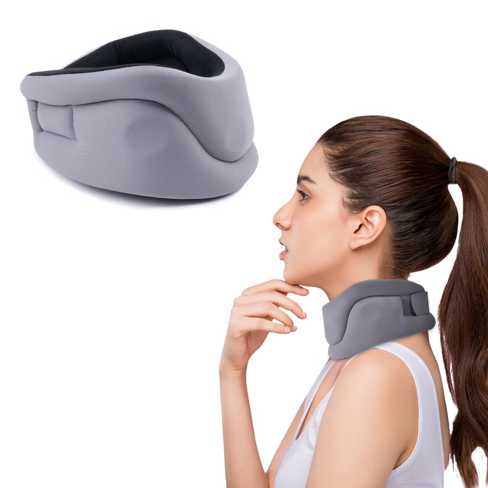 ACWOO Collarín Cervical, Soporte para el Cuello, Collarín Cervical Ortopédico Ajustable, Collarines Cervicales Blando, Alivio del Dolor y la Presión en la Columna Vertebral, Unisex (L)