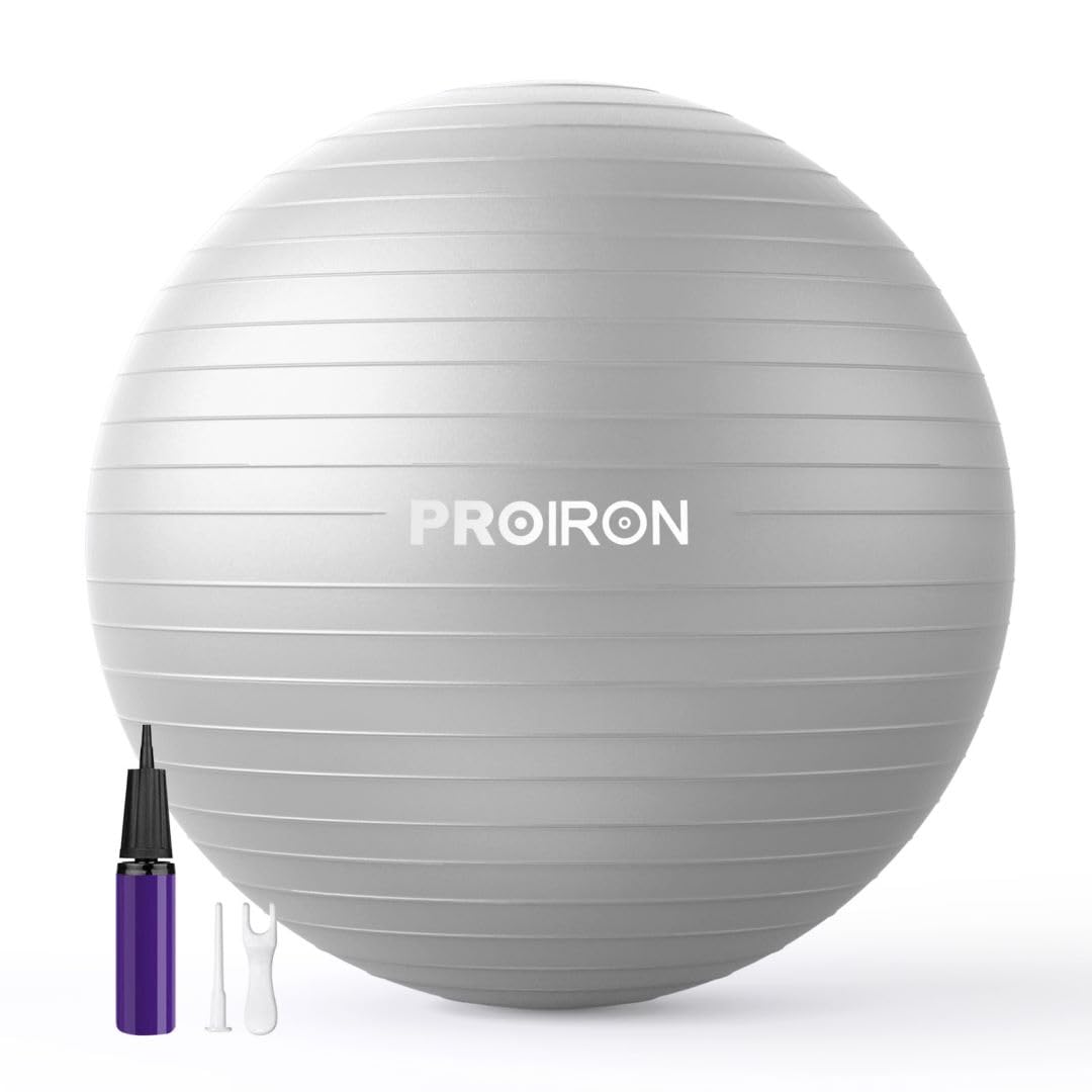 PROIRON, Pelota de Pilates, Fitness, Yoga, Embarazo, Deporte, Fitball para Ejercicios Gimnasia, 55/65/75cm, Anti-pinchazos, Incluye Inflador