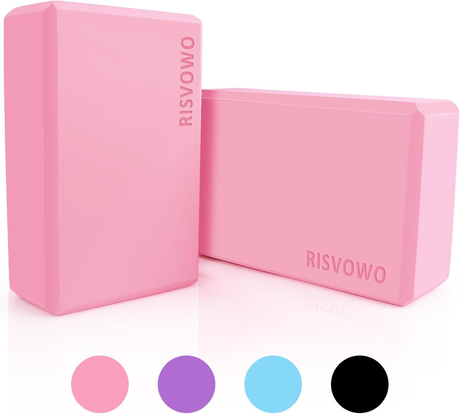 RISVOWO Ladrillo Yoga, Juego de 2 bloques de yoga, kit antideslizantes, bloque de espuma EVA de alta densidad, robustos yo-ga ladrillos para pilates, meditación, fitness, estiramiento, fitness