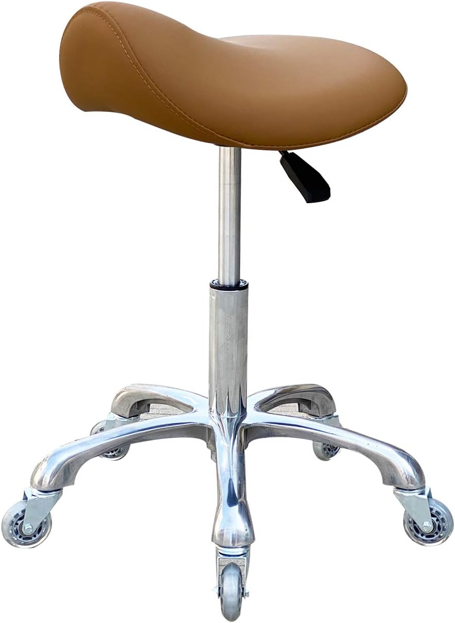Taburete de Silla Profesional con Ruedas ergonómicas giratorias y Regulable en Altura para clínica, Dentista, salón de Belleza, Tatuaje, Oficina (Camel)