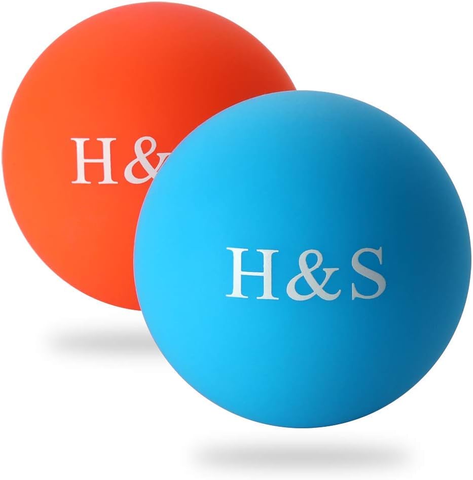 H&S Pelota de Masaje para Doble Liberacion Miofascial - 2uds - Set Bolas de Lacrosse Firmemente Densas para Terapia Muscular