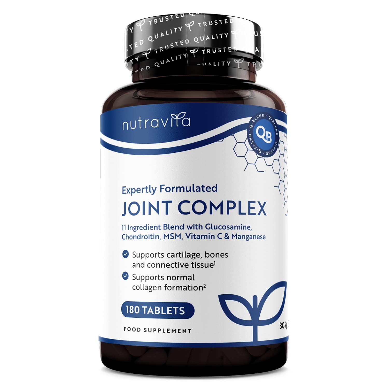 Complejo Articular Glucosamina Condroitina con Vitamina C + Vitamina D + MSM y Manganeso - 180 Comprimidos de Glucosamina para 6 Meses - Suplementos Articulares para Hombres y Mujeres - Nutravita