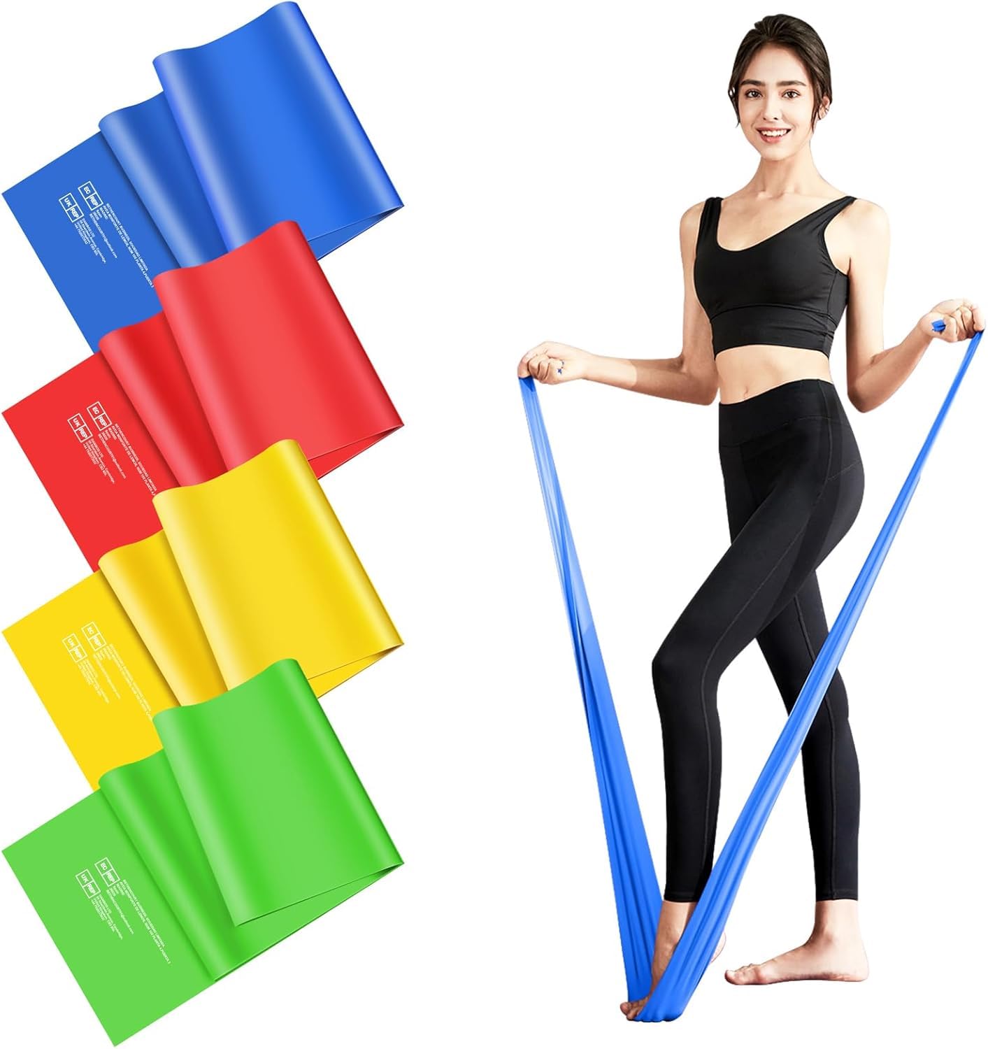 Fokky Gomas Elasticas Musculacion[Set de 4], 1.5M/1.8M Bandas Elasticas Musculacion, Cintas Elasticas Musculacion con Bolsa de Transporte, Bandas Elasticas para Crossfit Musculación Yoga Pilates