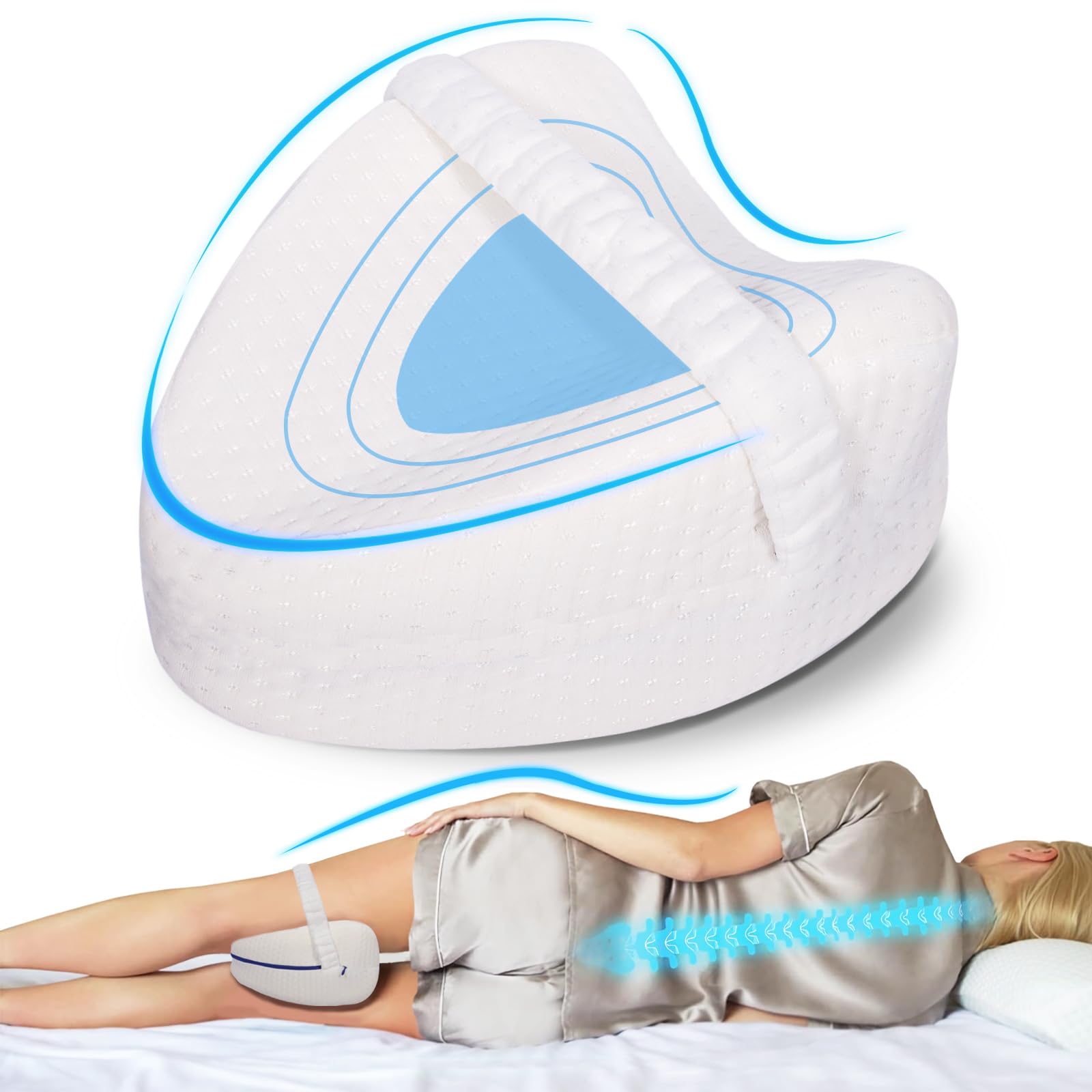 PQETBV Almohada de Piernas para Dormir de Lado, Cojín para Rodillas, Almohada Rodillas Posicionadora para Embarazadas Alivia Dolores de Piernas