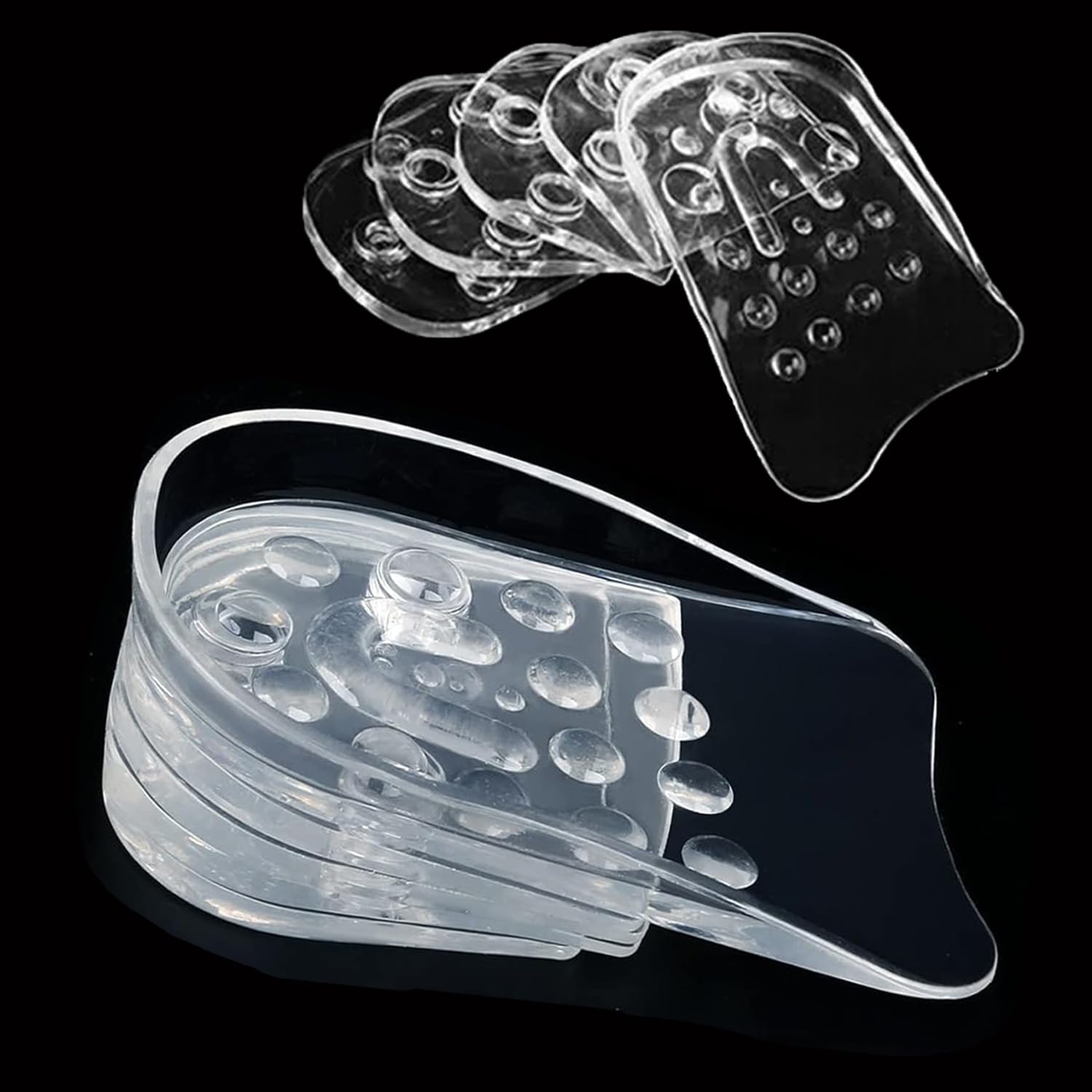 Alzas para Zapatos Hombre o Mujer. Invisible 5 Capas 0,6-3 cm Taloneras Silicona, Plantillas Gel Altura Shock Ajustable Absorción Elevadoras Inserción de Calzado