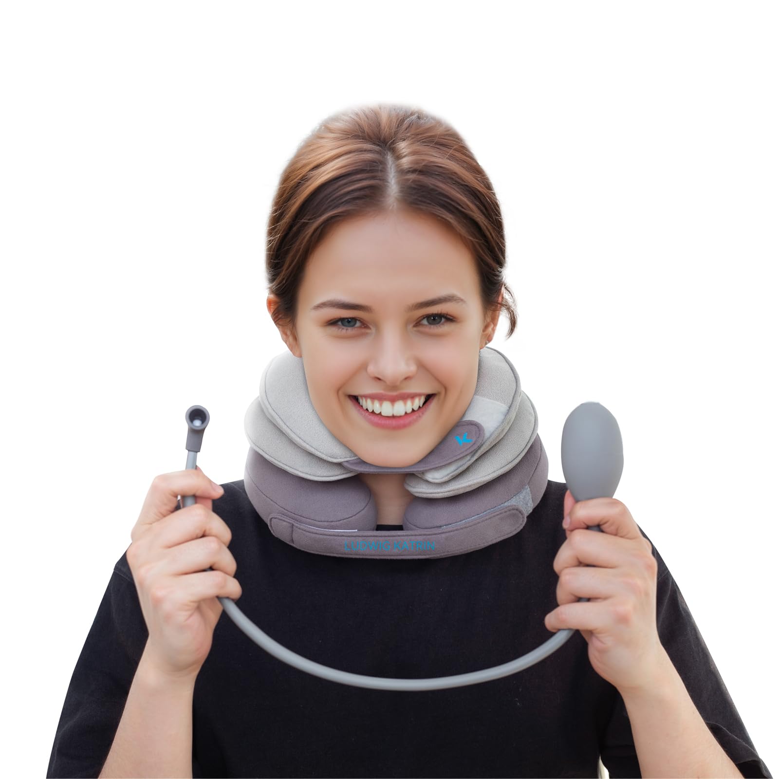 Tech Love collarin cervical, Collar para la tracción cervical, inflable estirador de cuello cervical, para aliviar la presión de la columna cervical, ofrece soporte para el cuello