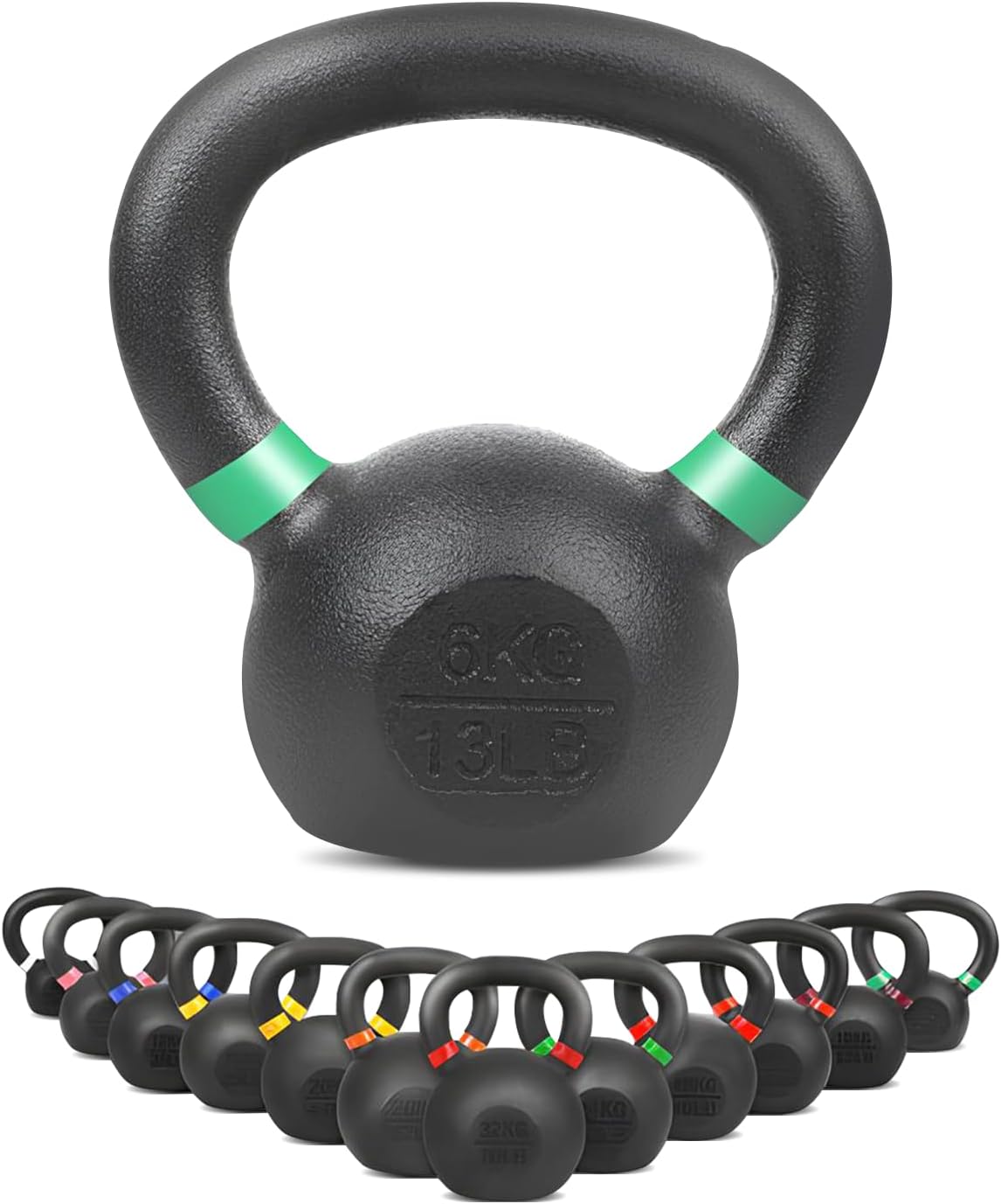 wuuhoo® pesa rusa Rocky kettlebell 4kg - 28kg de hierro fundido macizo con recubrimiento de polvo, peso de hierro fundido, mancuerna de balanceo para su entrenamiento de fuerza -