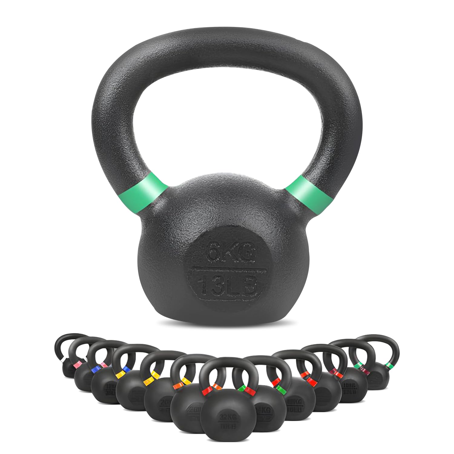 wuuhoo® Pesa Rusa Rocky Kettlebell 4kg - 28kg de Hierro Fundido Macizo con Recubrimiento de Polvo, Peso de Hierro Fundido, mancuerna de balanceo para su Entrenamiento de Fuerza -