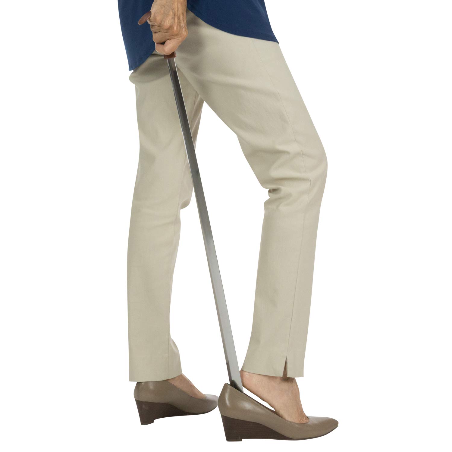 Vive Calzador de mango extra largo (31.5 pulgadas) – Calzador de metal para hombres y mujeres – Ayuda de vestir de mango largo para personas mayores – Herramienta extendida XL de acero inoxidable para