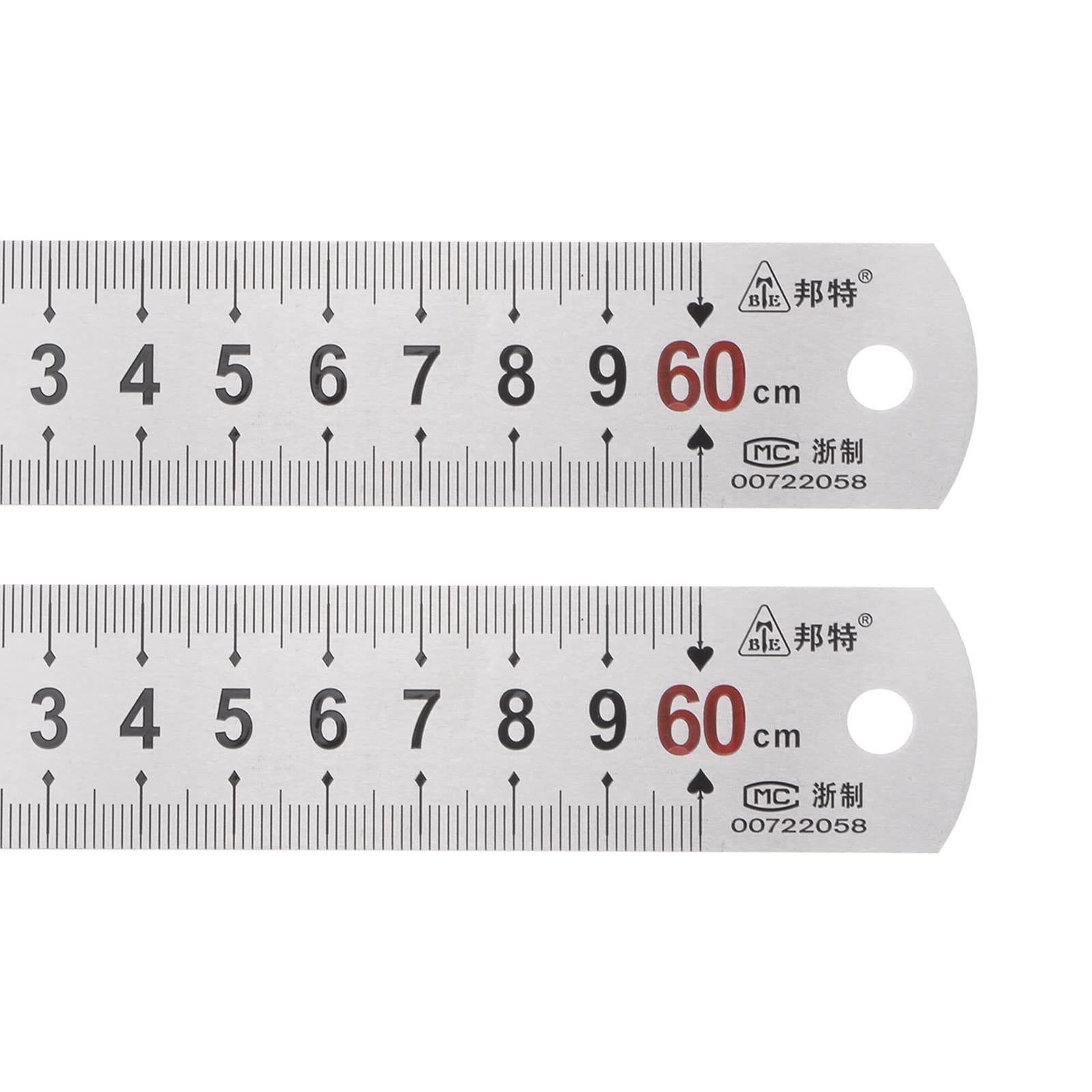 sourcing map 2 reglas de acero inoxidable de 60 cm de ancho, herramienta métrica de medición de borde recto de graduación