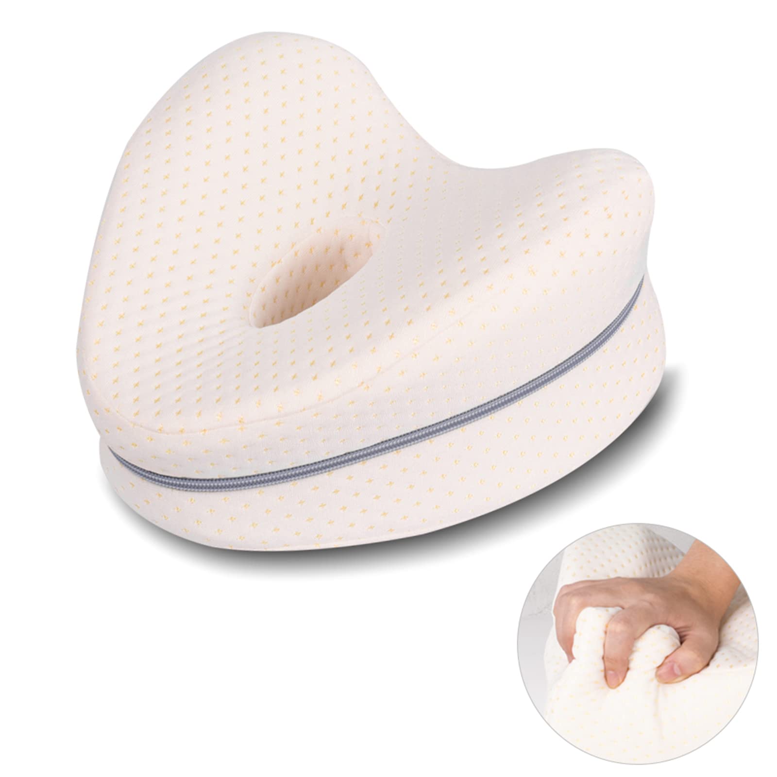 Almohada Ortopédica para Pierna y Rodilla, Espuma con Memoria, Alivia el Dolor de Espalda, Cadera y Articulaciones, Soporte para el Tobillo y la Rodilla – Almohadilla para Dormir de Lado