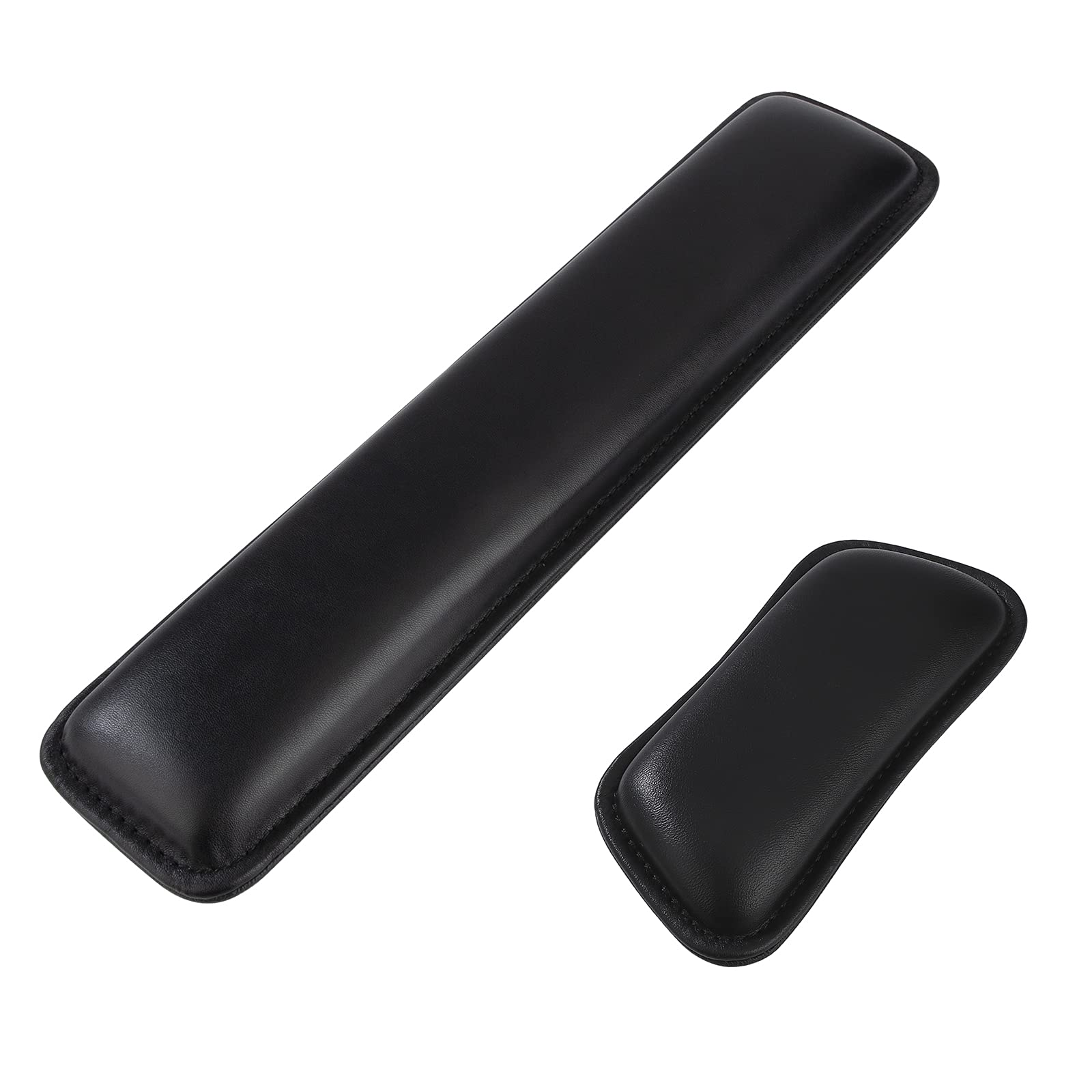 HOLEMZ Almohadilla de Ratón y Teclado 2Pcs Ergonómica PU Soporte de Muñeca de Espuma de Memoria Elevada para Juegos, Trabajo, Tipo Negro