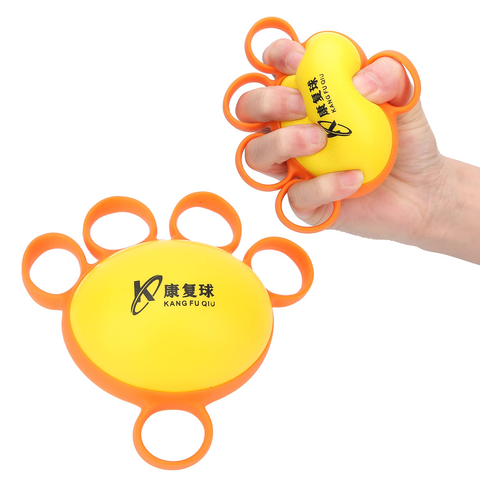 Fingerball Ejercitador Grip Ball, Finger Grip Ejercicio de Fortalecimiento para la Mano, Finger Calambre Hand Muscle Strength Fitness Training Squeeze Ball(Naranja)