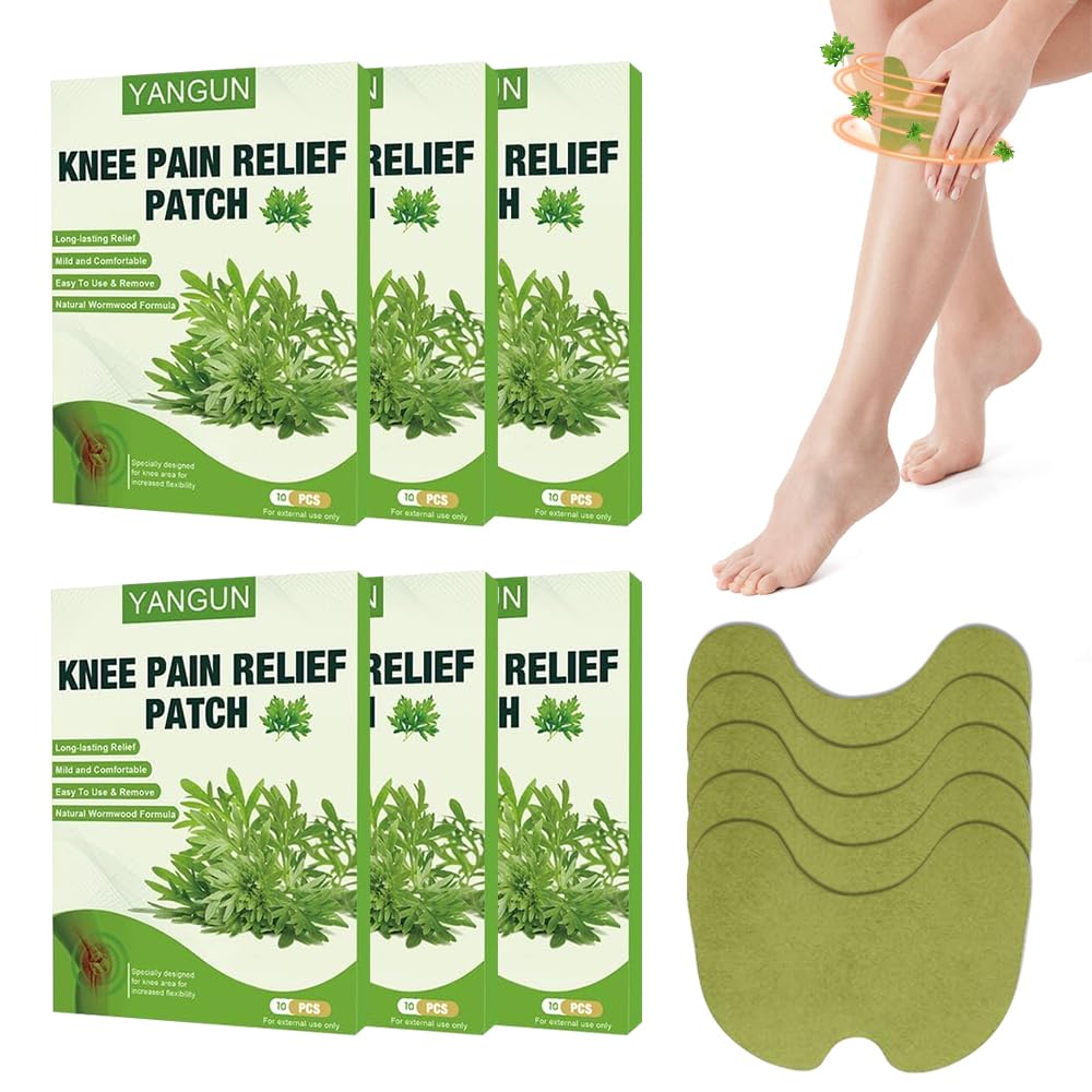 YANGUN Parche para Alivio Dolor de Rodillas, 60Pcs Parche Para Aliviar el Dolor, Parches Para Aliviar el Dolor de Ajenjo, Parches de Calor Moxibustión para Rodilla, Espalda, Cuello