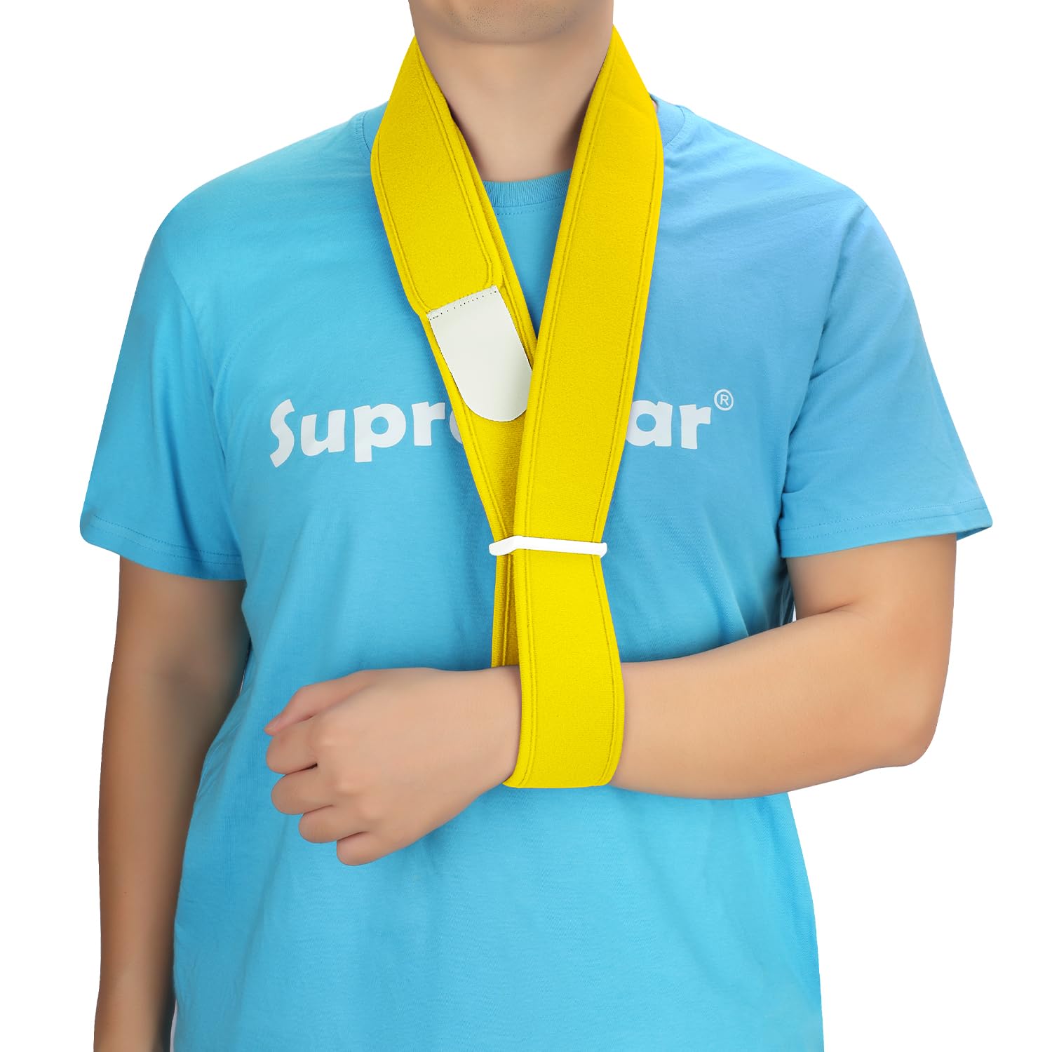 supregear Cabestrillo de Brazo, Collar Ajustable y Puño Inmovilizador de Cabestrillo Soporte de Cuello Ligero Soporte Hombro Médico Transpirable para Hombres Mujeres, Talla única para Todos, Amarillo