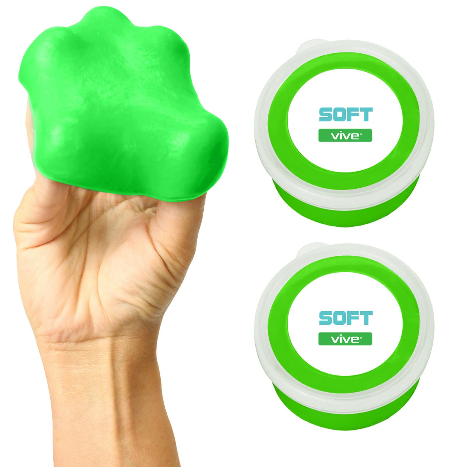 Vive Masilla terapéutica (paquete de 2) para ejercicios de fuerza de dedos, mano y agarre, kit de resistencia extra suave, media y firme