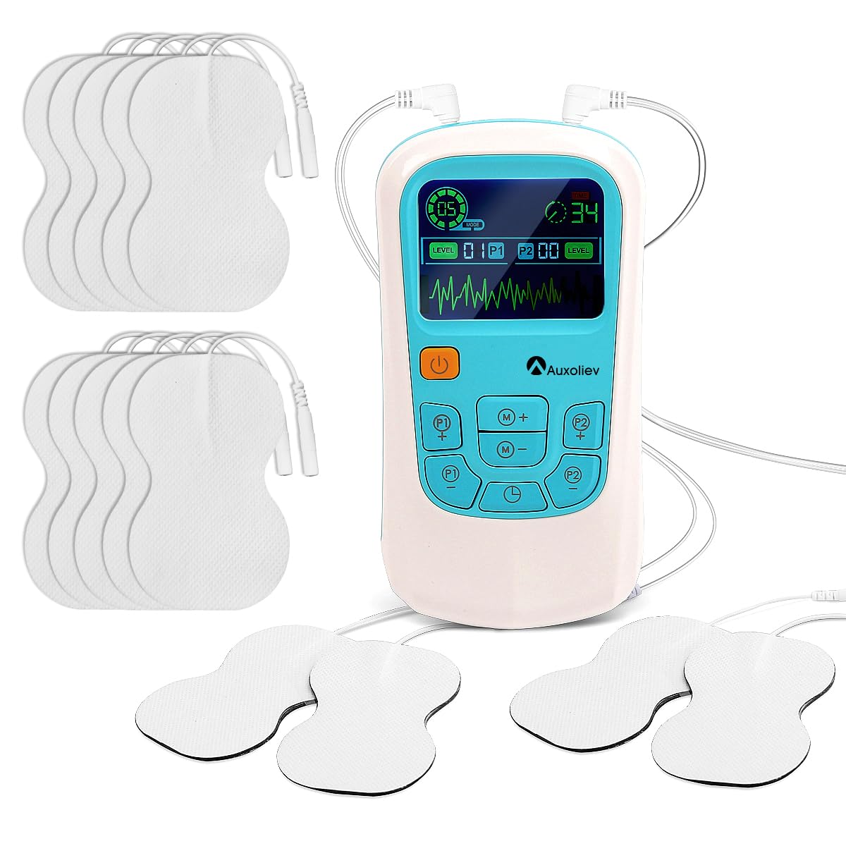 Tens EMS Electroestimulador Tens - Electroestimulador Digital con 25 Modos&10 Electrodos, Electroestimulador Muscular para Aliviar el Dolor, Masajes, Estimulación Muscular y Electrodos para Tens ﻿