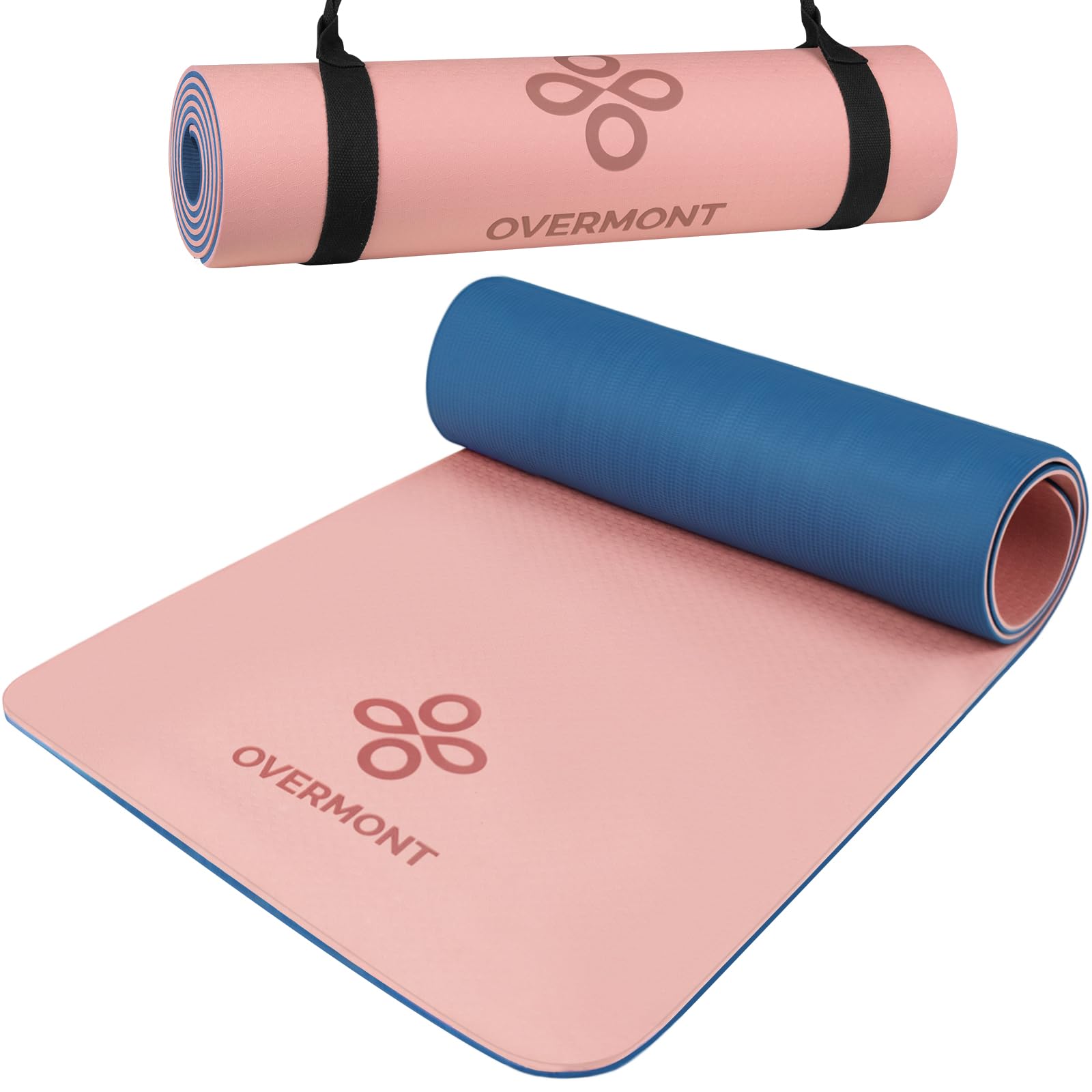 Overmont Esterilla Yoga Mat Antideslizante Profesional,TPE ecologico,8MM Extra Gruesa Esterilla Yoga Plegable con Correa de Transporte para Gimnasia Pilates Fitness,183 x 61cm