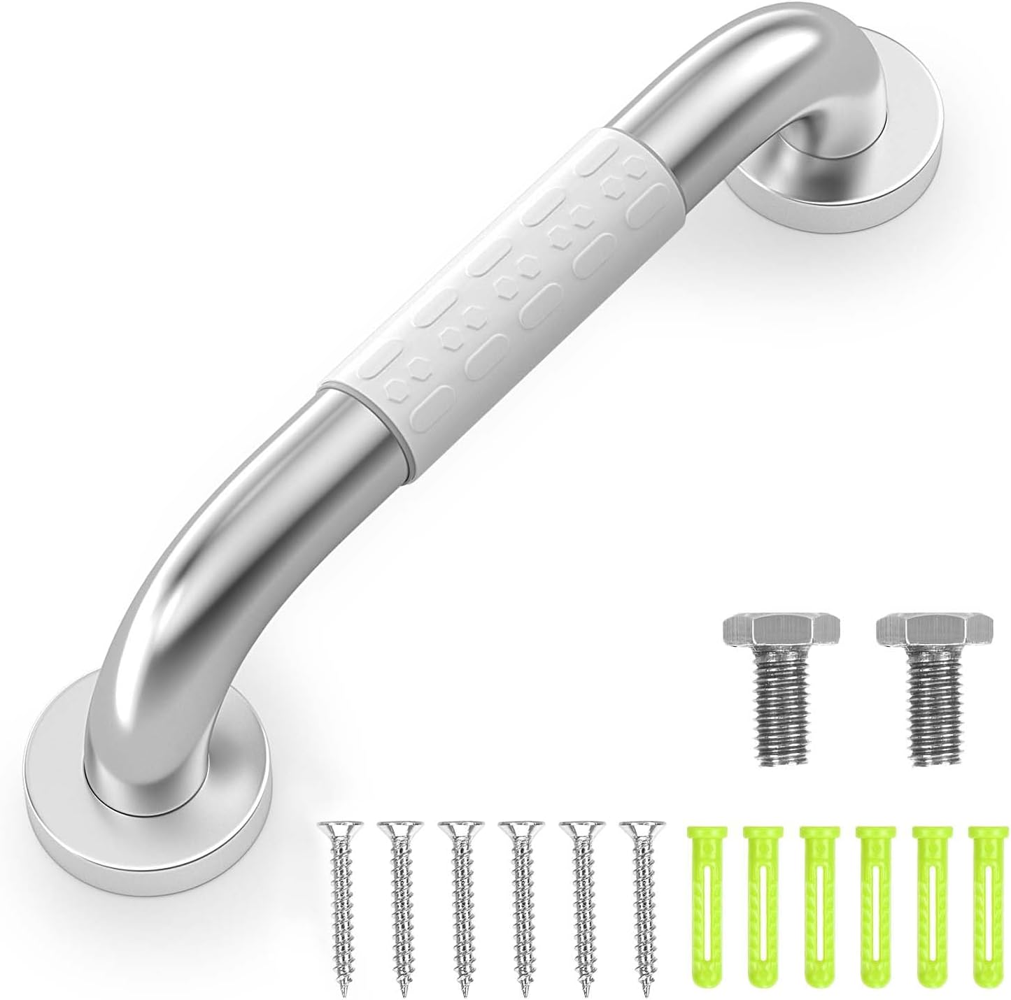 Oderra 30cm Agarrador Ducha, Antideslizante Asa de Seguridad Para Baño, Agarraderas Baño Para Mayores, Acero Inoxidable Asidero Baño, Con Anillo Fluorescente