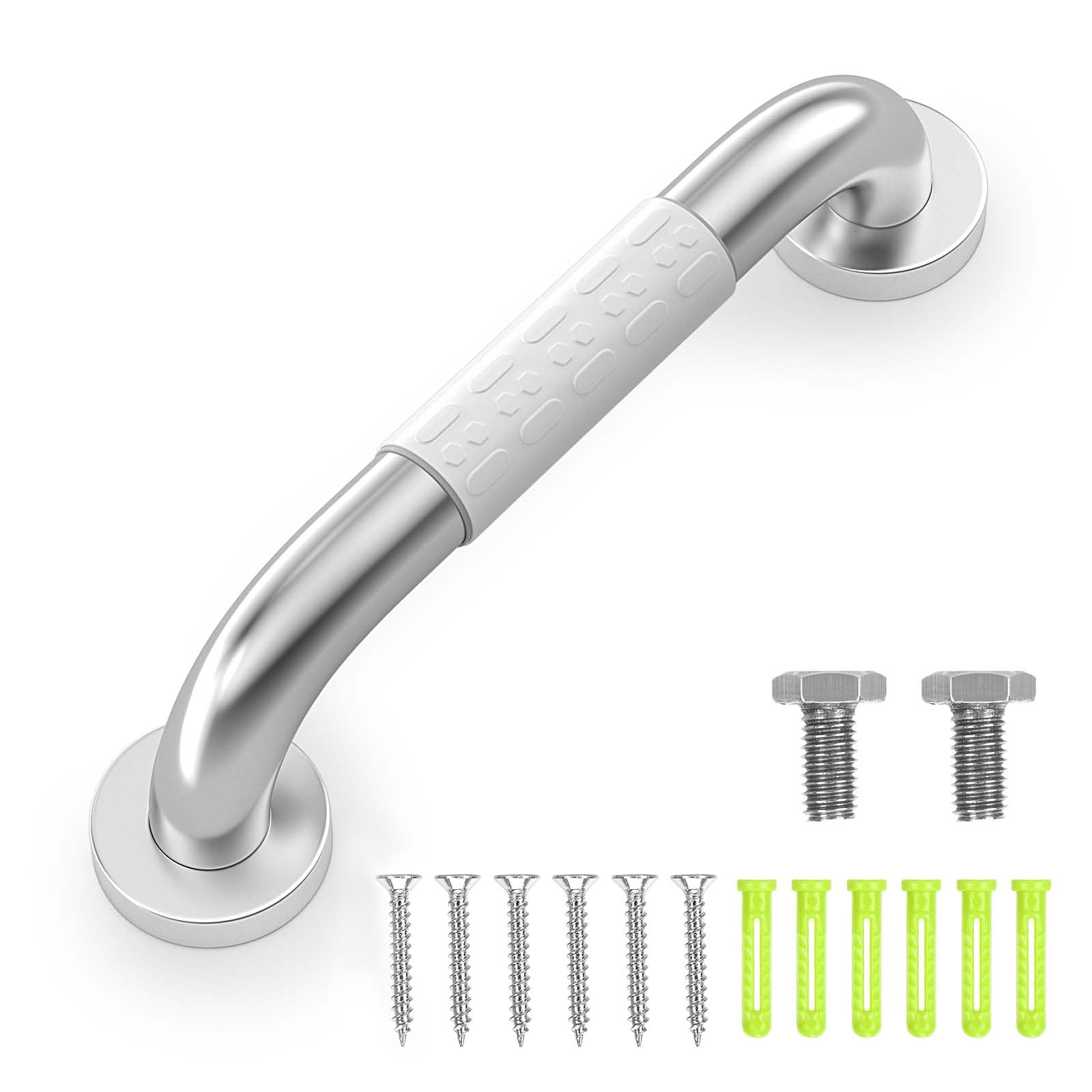 30cm Agarrador Ducha, Antideslizante Asa de Seguridad Para Baño, Agarraderas Baño Para Mayores, Acero Inoxidable Asidero Baño, Con Anillo Fluorescente