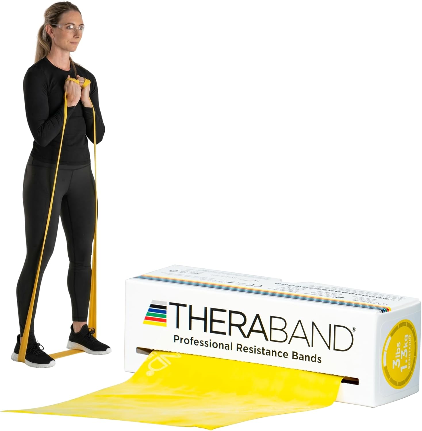 TheraBand Bandas de Resistencia Profesionales de látex para Ejercicio de la Parte Superior e Inferior del Cuerpo, Terapia física, Pilates Inferiores, Entrenamientos en casa y rehabilitación, Rollo de