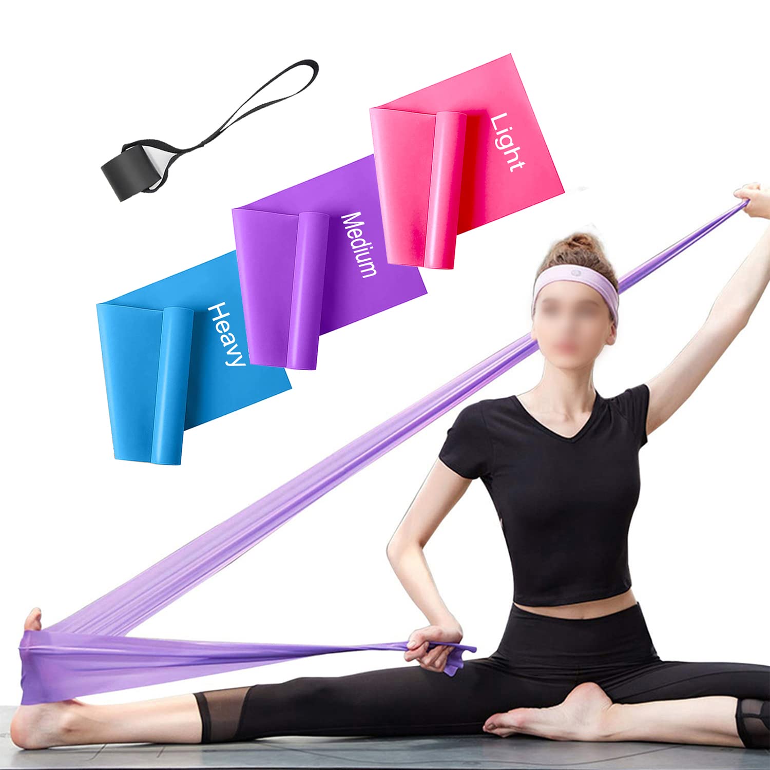 ERUW Bandas Elasticas Fitness Set de 3 Resistencias Látex Banda de Ejercicios Yoga Pilates Bands para Fisioterapia Rehabilitación, Crossfit, Mujer y Hombre en el Hogar Entrenamiento de Fuerza