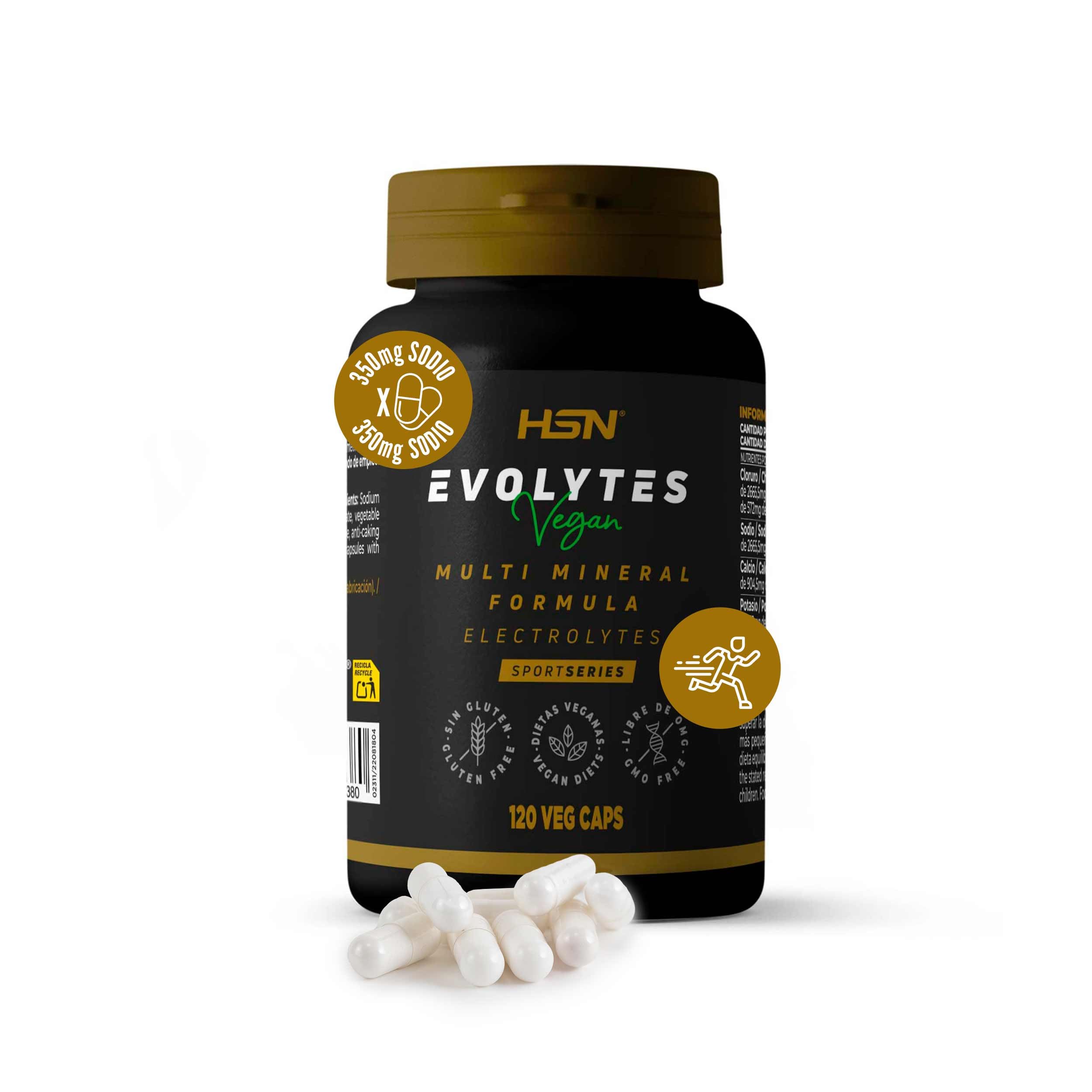 HSN Sales Minerales Evolytes | 120 Cápsulas Vegetales | Electrolitos (Sodio, Magnesio, Potasio, Calcio y Cloruro) | No-GMO, Vegano, Sin Gluten