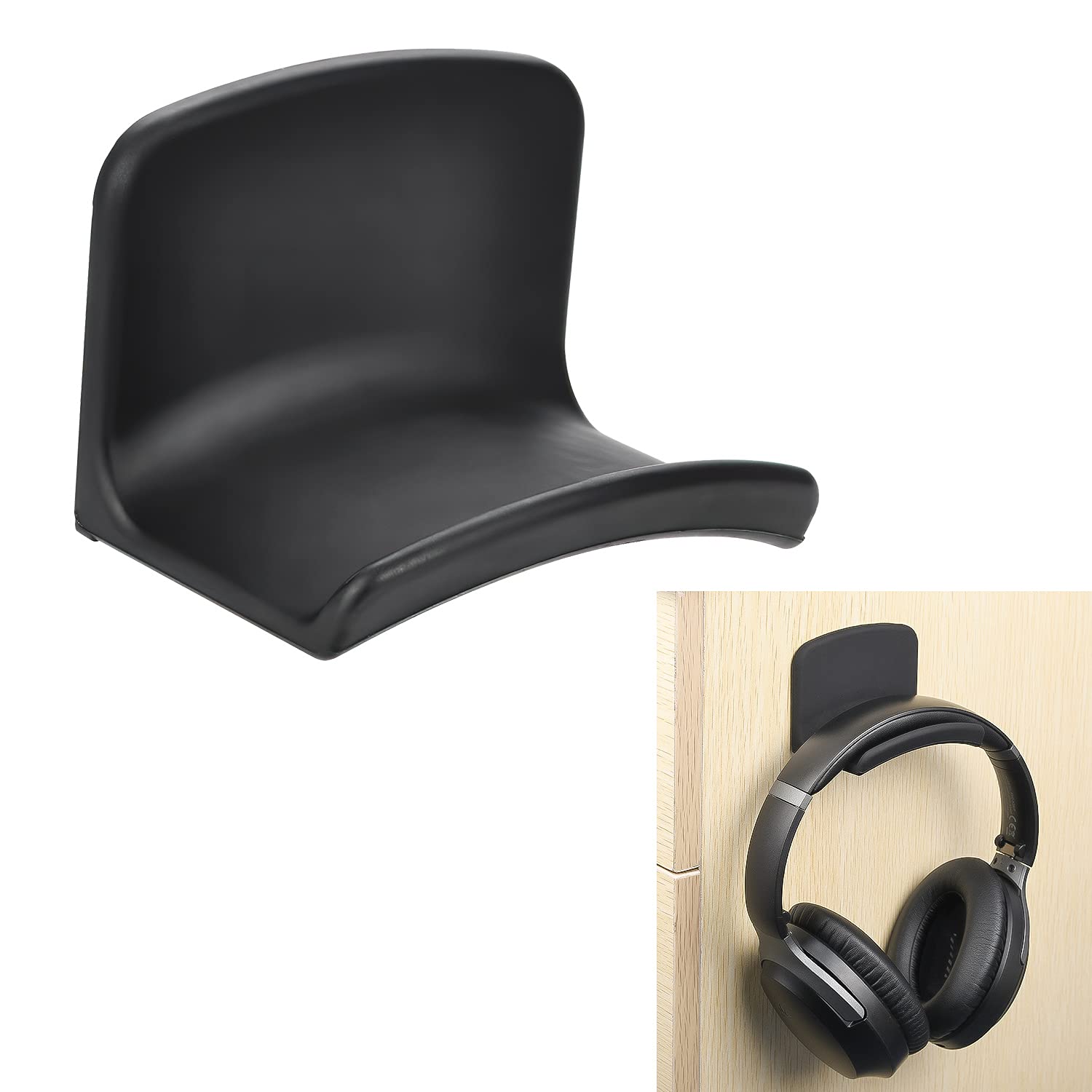 Neetto Soporte Percha de Silicona para Auriculares Pared, Gancho Sujeta Colgador Auricular debajo Escritorio Mesa, Universal Adhesivo Stand for PC, Gaming Headphones, Cables - HS907
