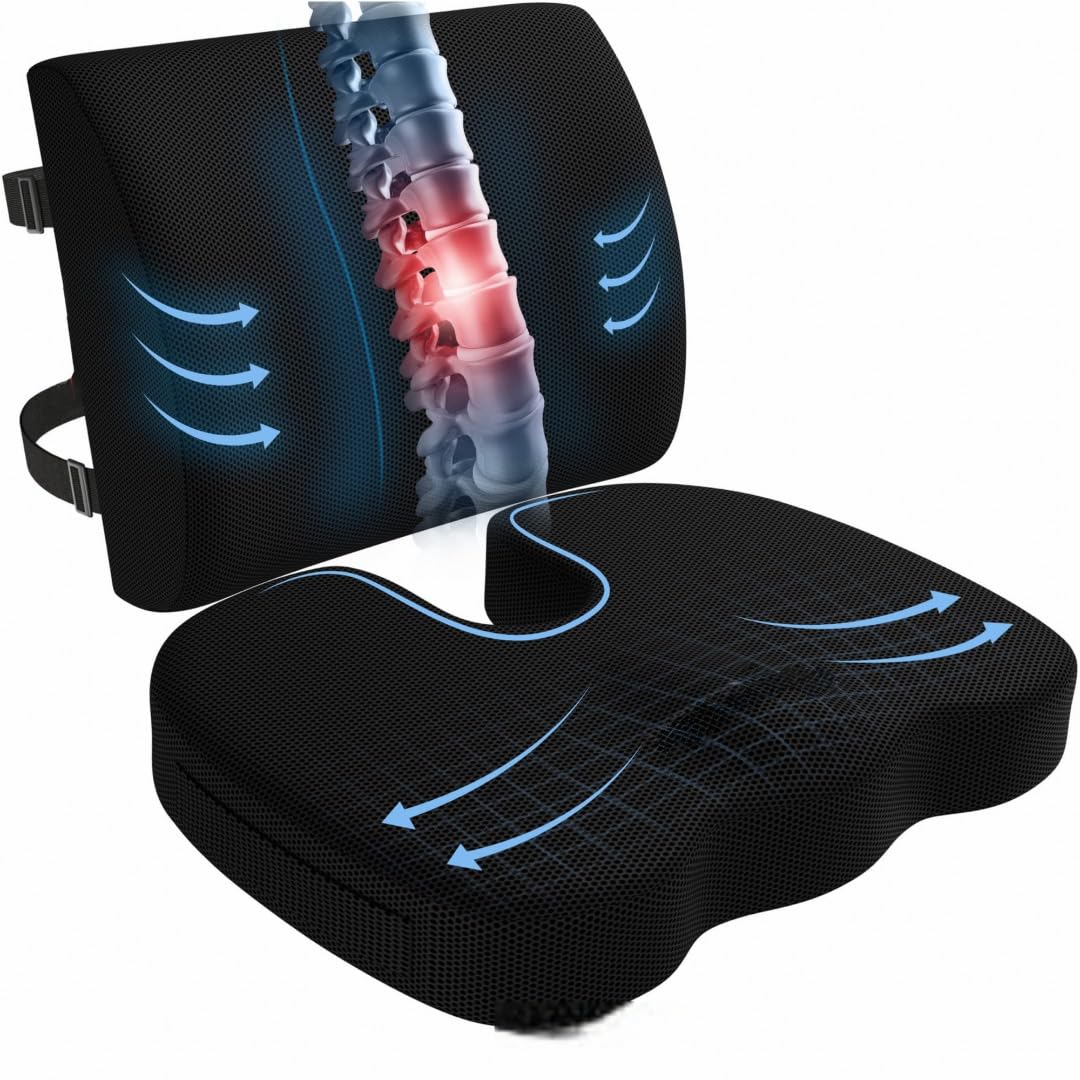 Cojin Coxis de Gel - Cojin Lumbar Silla Oficina - Cojin Antiescaras - Cojín Lumbar para Coche Conductor, Cojin Coxis Ortopedico - Cojin Portatil - Funda Lavable